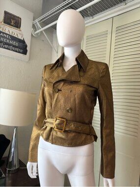 Gianni Versace Gold Glitter Jacket Size 40 Italy Vintage Designer Evening Blazer